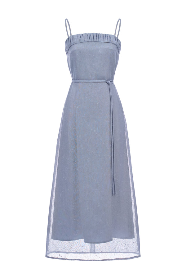 Nerina Square Neck Pleated Midi Dress