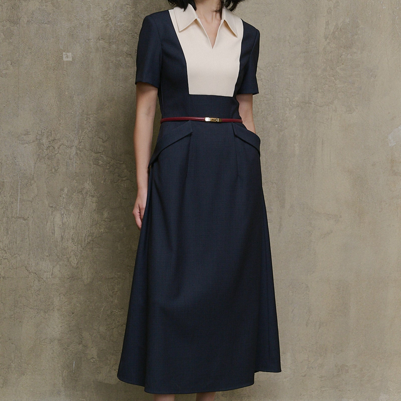 Elara Collared Midi Dress