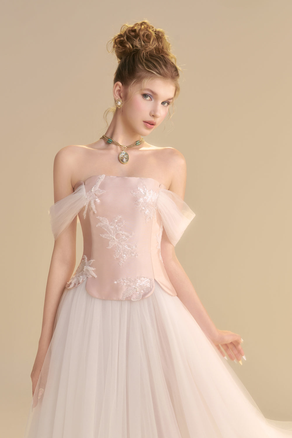 Women's Elarose Off-Shoulder Sequin Midi Dress XS/S/M/L/XL/Customize Pastel Pink & White MEAN BLVD Women's Elarose Off-Shoulder Sequin Midi Dress XS/S/M/L/XL/Customize Pastel Pink & White MEAN BLVD