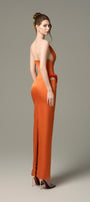 Elegant Silk Floral Bust Draped Maxi Dress 2
