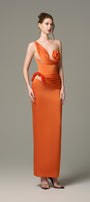 Elegant Silk Floral Bust Draped Maxi Dress 4