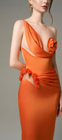 Elegant Silk Floral Bust Draped Maxi Dress 5