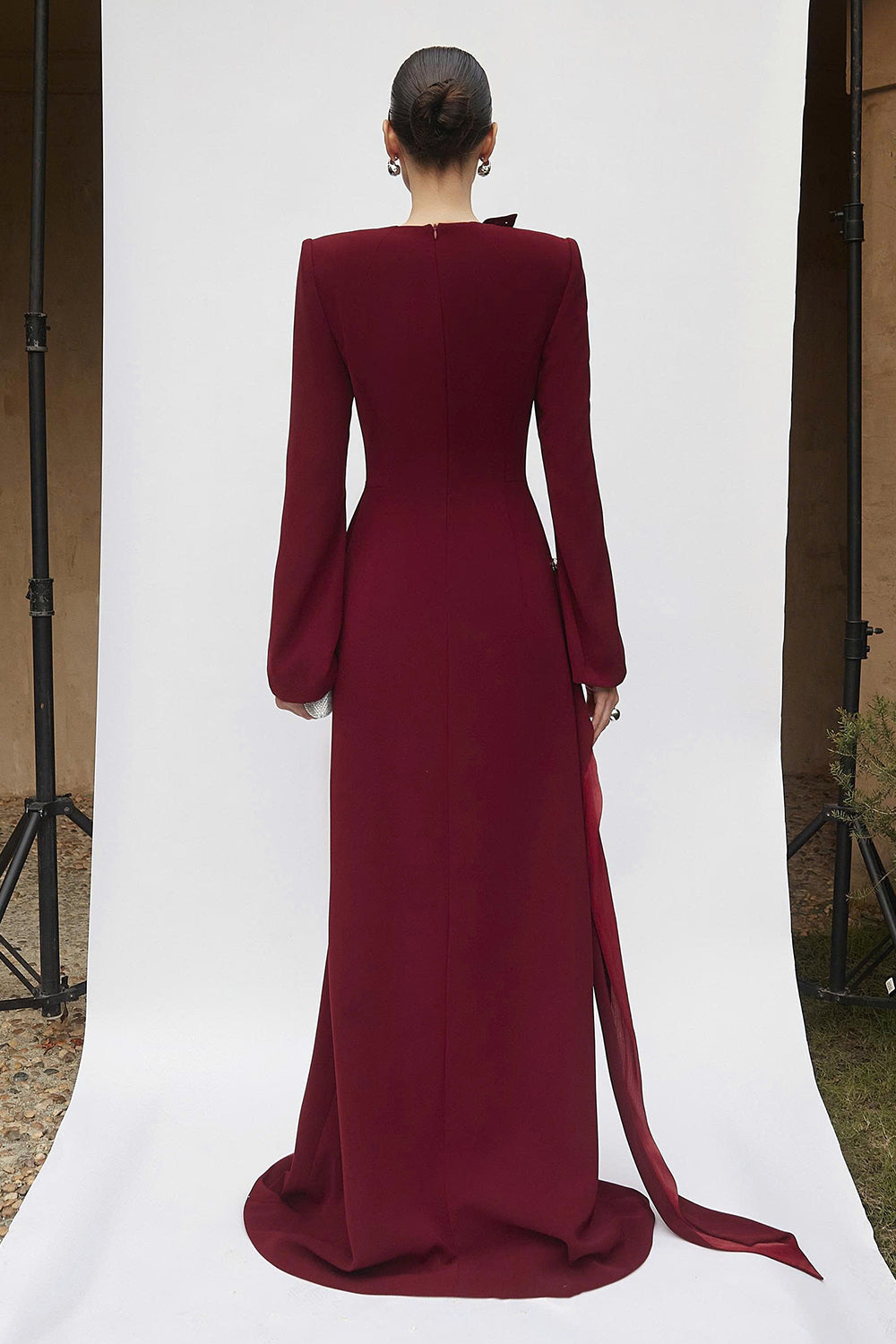 elenor maxi dress Women's Elenor II Sheath Draped Maxi Dress S/M/L/XL/XXL/Customize Burgundy MEAN BLVD, Burgundy / S
