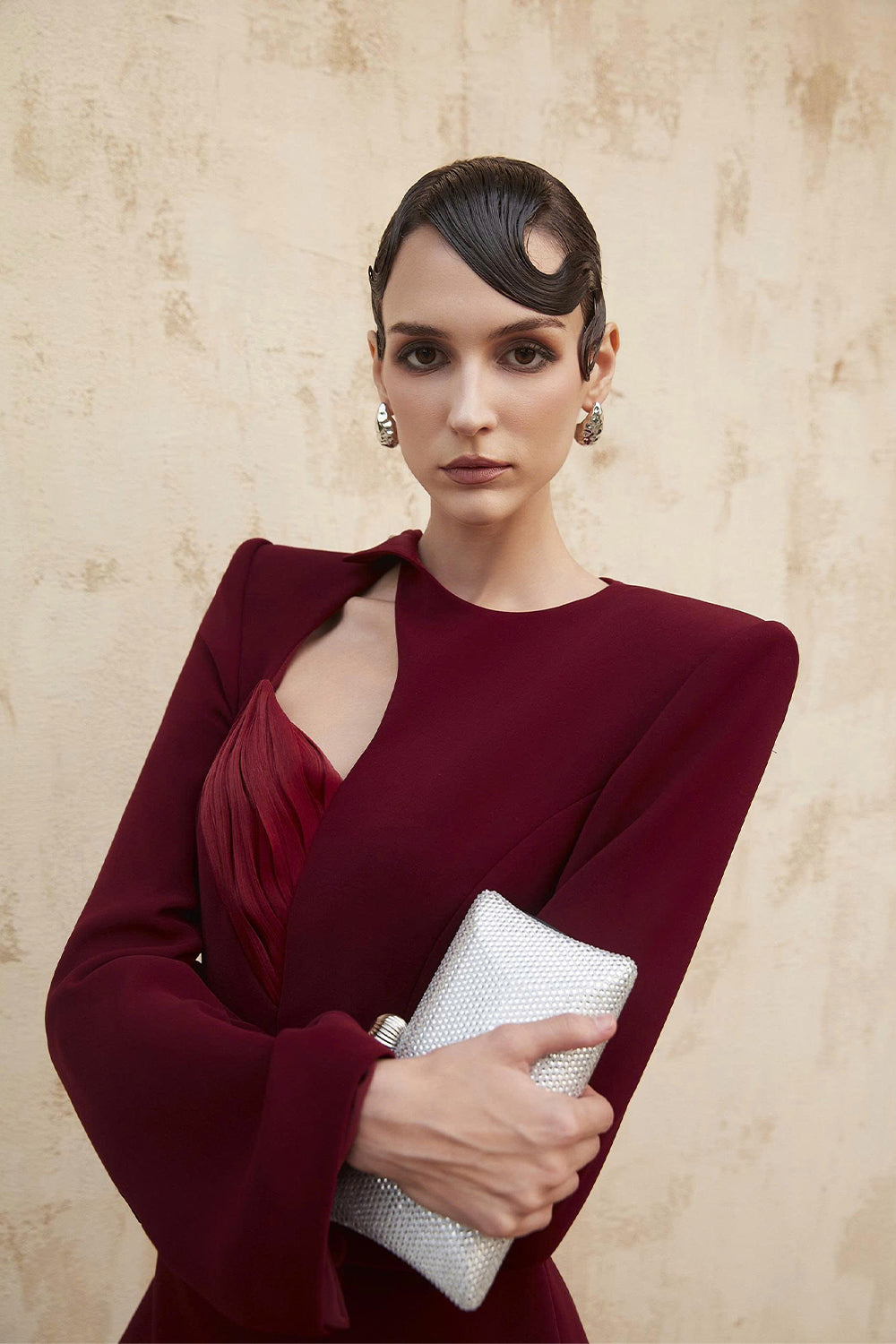 Women's Elenor II Sheath Draped Maxi Dress S/M/L/XL/XXL/Customize Burgundy  MEAN BLVD