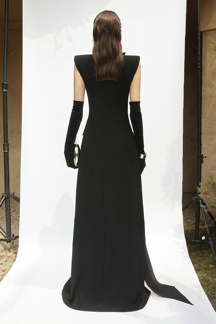 Elenor I Asymmetric Neck Draped Maxi Dress - MEAN BLVD