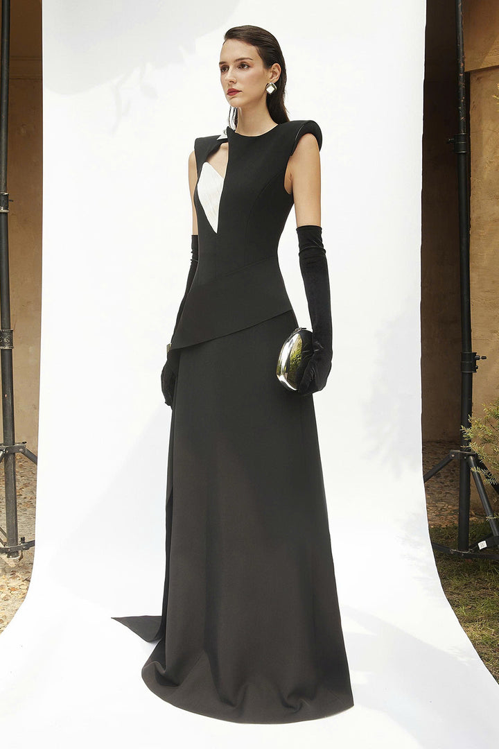 Elenor I Asymmetric Neck Draped Maxi Dress - MEAN BLVD