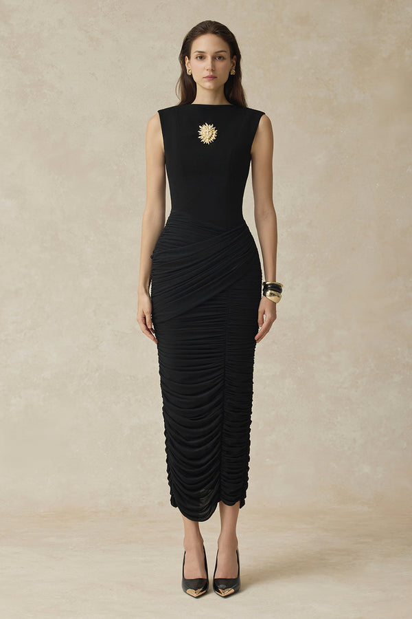 Elio Bodycon Gathering Midi Dress - MEAN BLVD