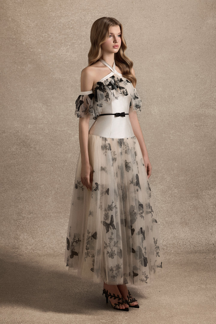 Eliora Crossover Neck Applique Maxi Dress - MEAN BLVD