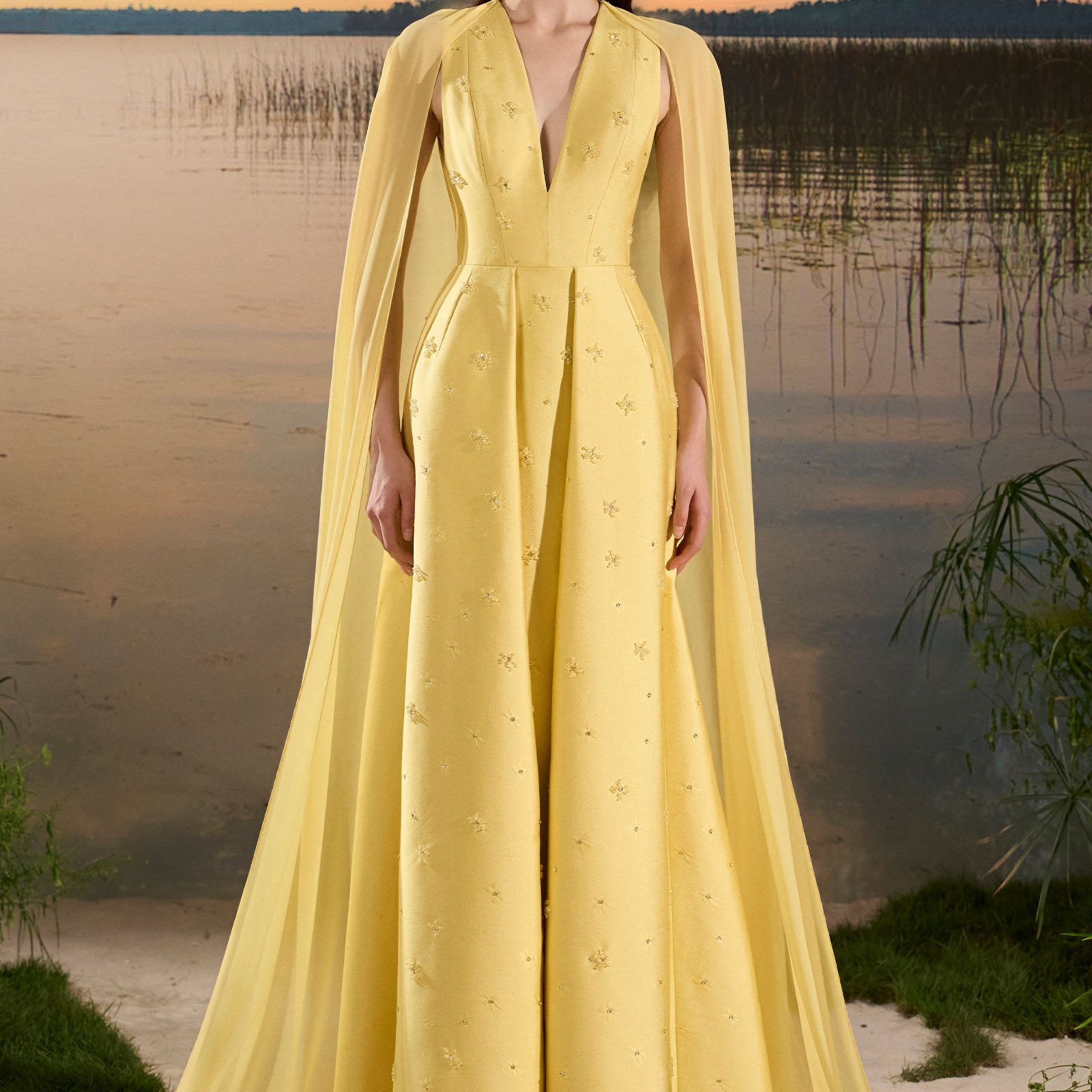 Elodie Cape Sleeve Maxi Dress - MEAN BLVD