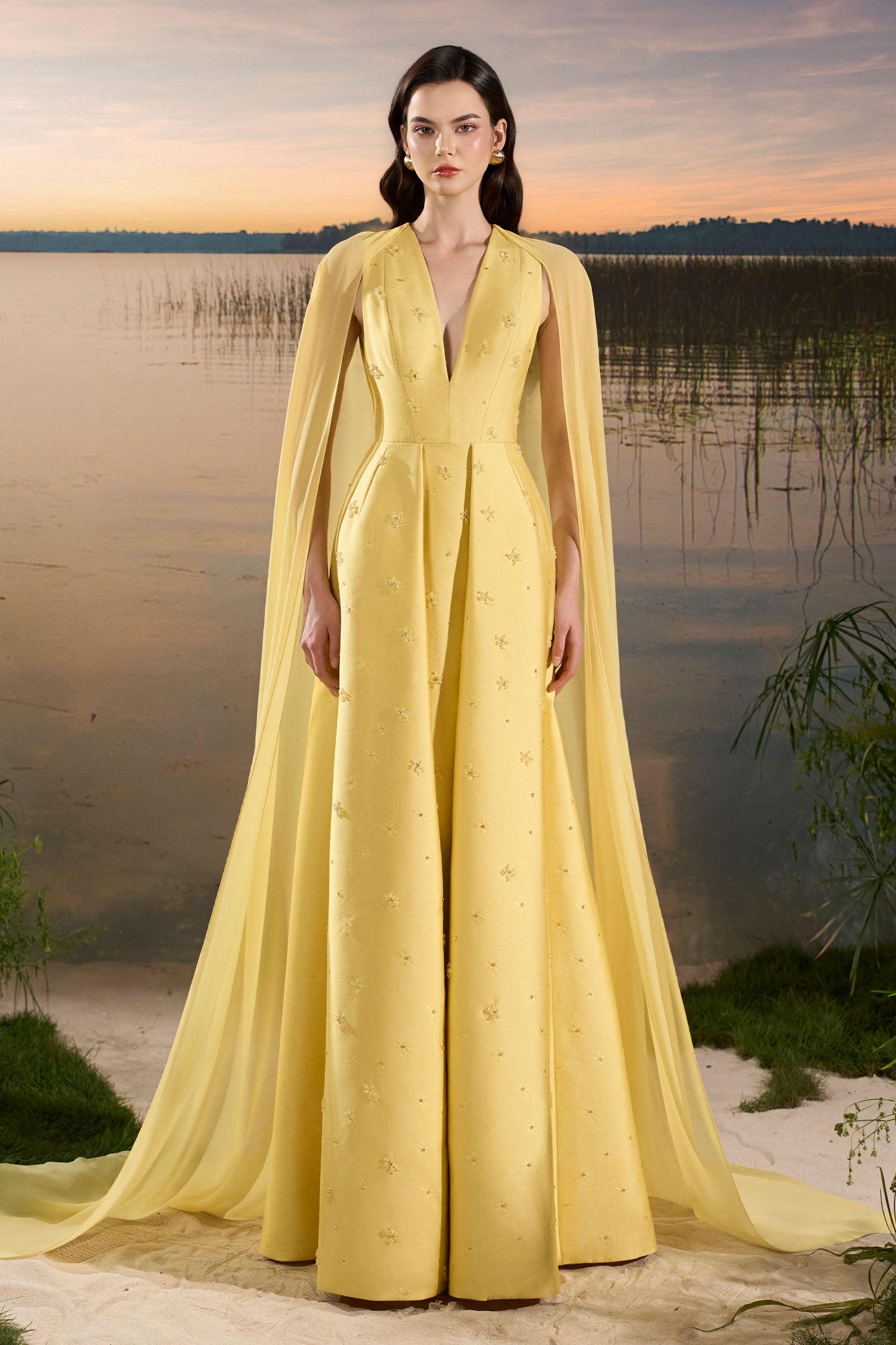 Elodie Cape Sleeve Maxi Dress - MEAN BLVD