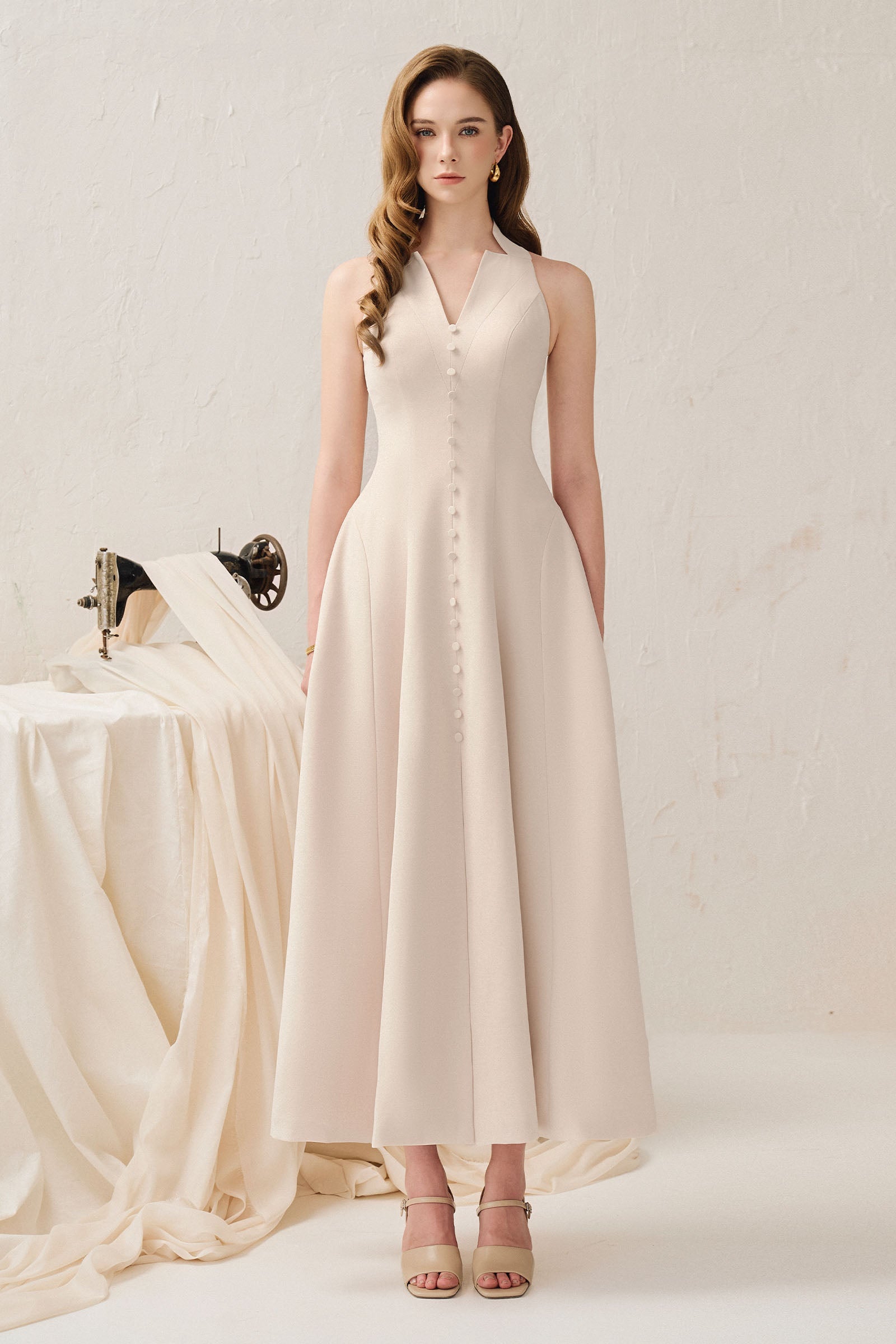 Elodie Notch Neck Midi Dress - MEAN BLVD