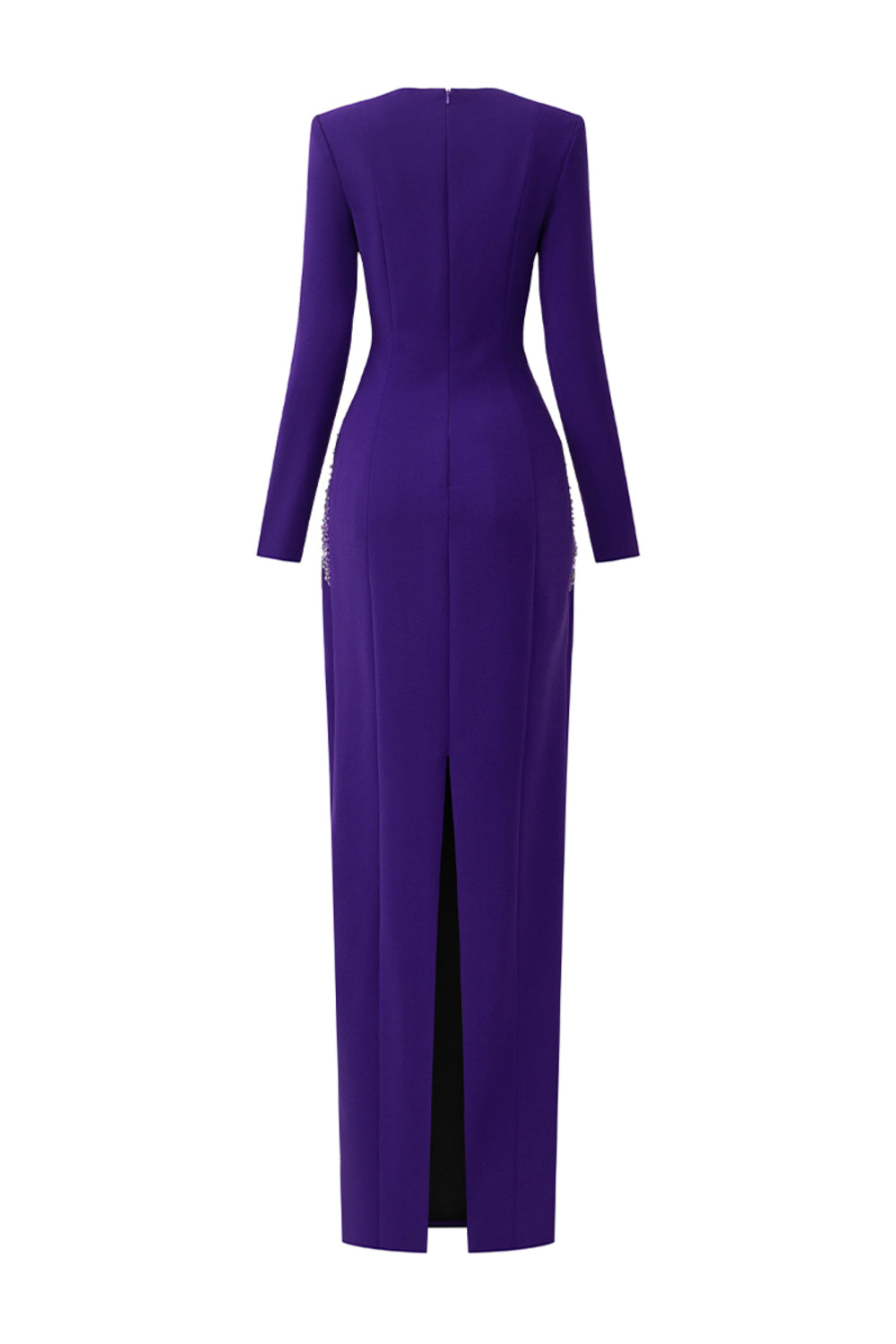 Olive Sheath Trapeze Neck Crepe Floor Length Dress