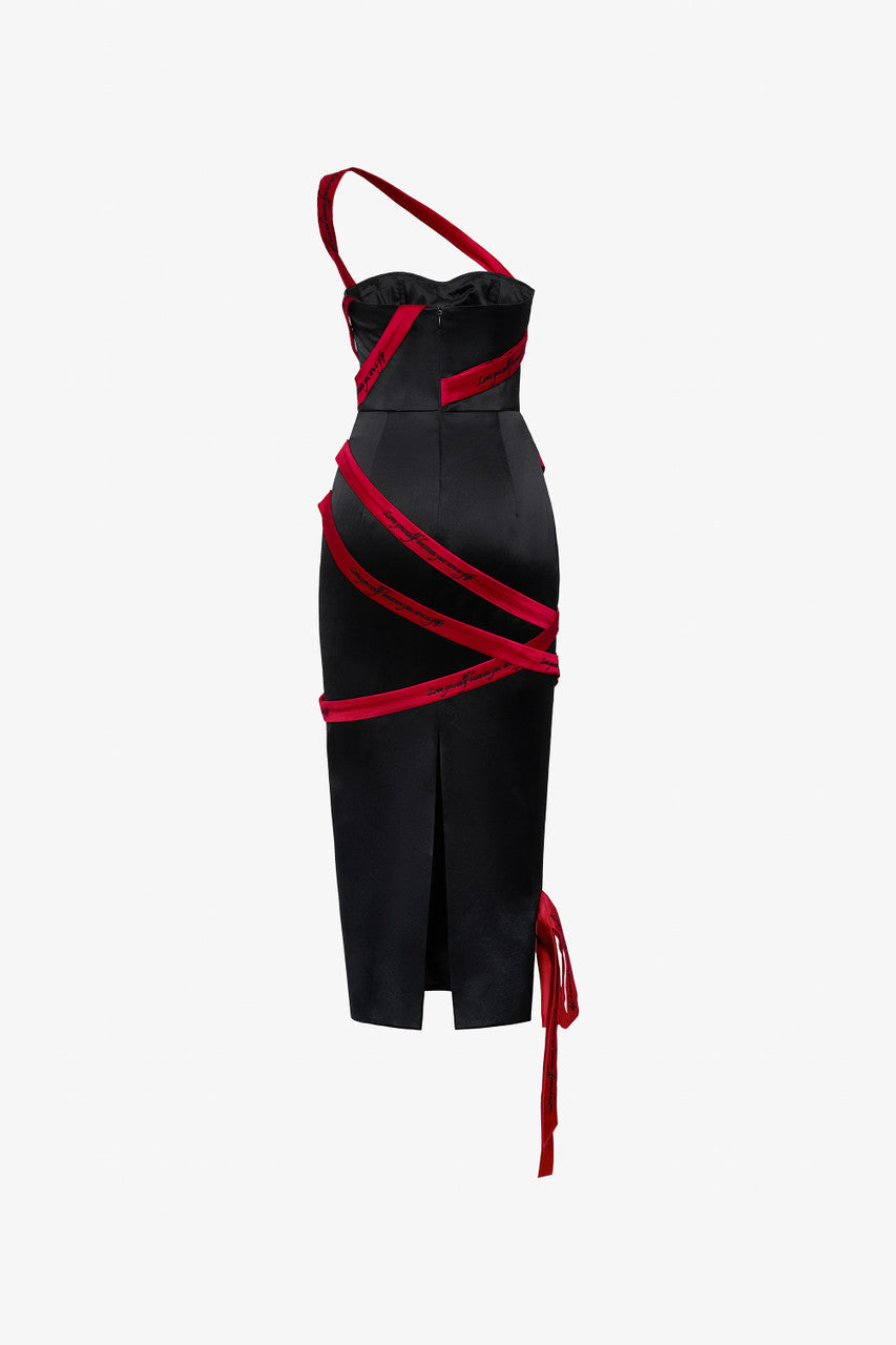 "Self-Love" Embroidered Silk Midi Dress 2
