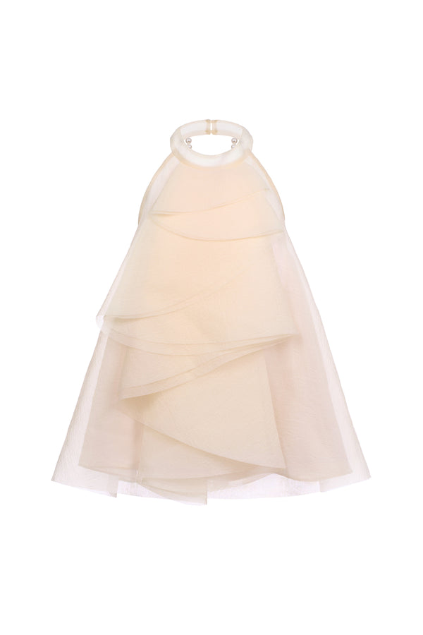 Emily Trapezoid Halter Neck Crinkle Organza Top