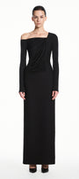 Ena Asymmetric Neck Draped Maxi Dress - MEAN BLVD
