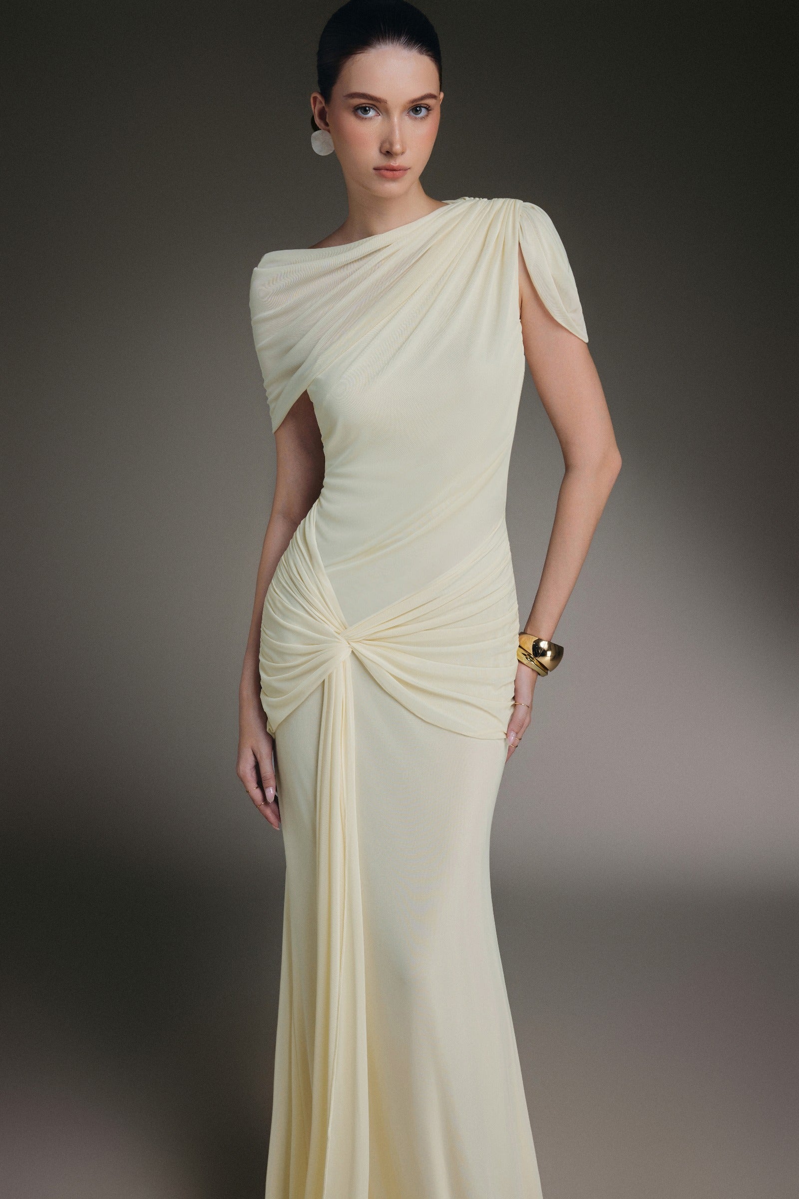Cyra Asymmetric Neck Maxi Dress