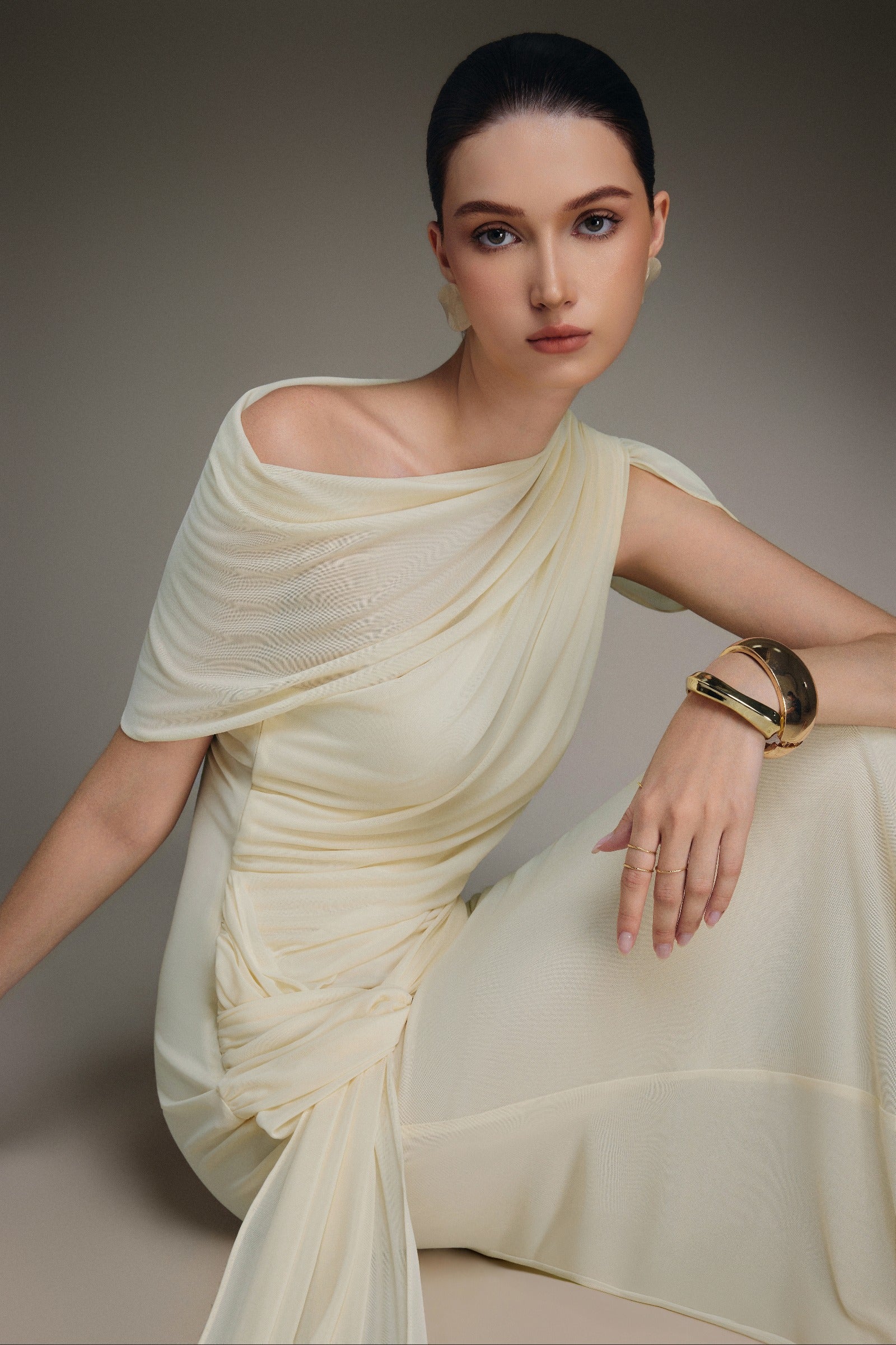 Cyra Asymmetric Neck Maxi Dress