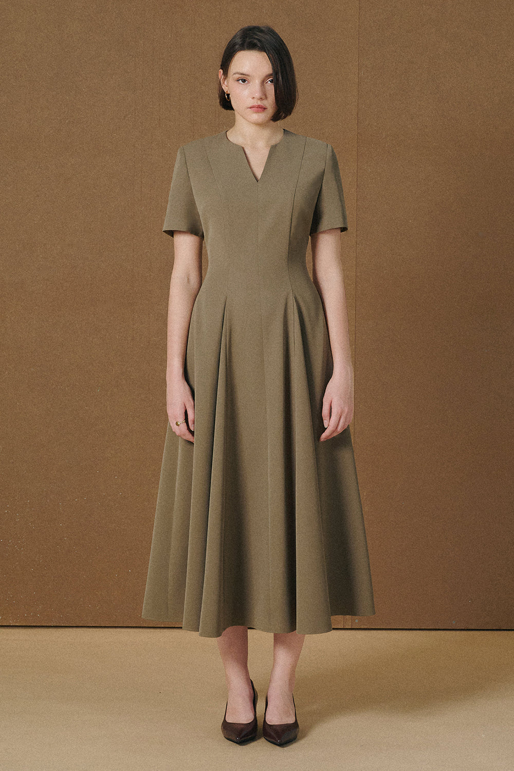 Estelle Notch Neck Midi Dress - MEAN BLVD