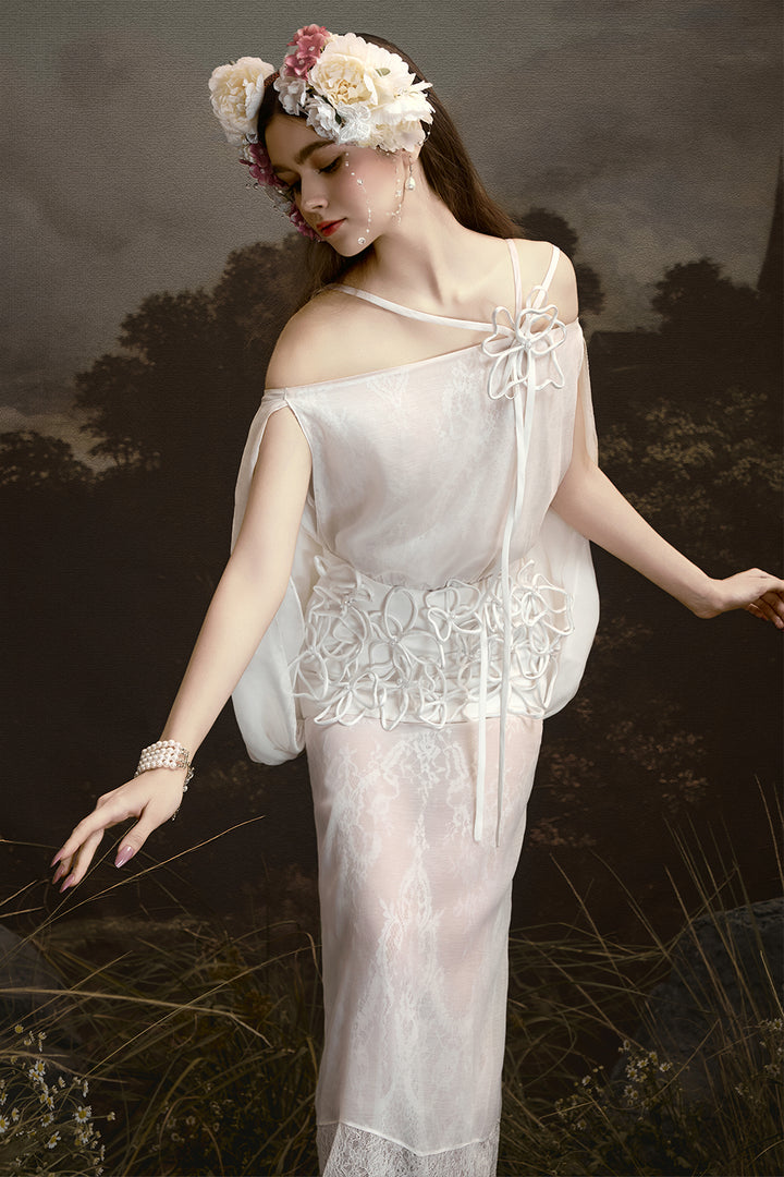 Eternal Muse Off-Shoulder Gathering Midi Dress - MEAN BLVD