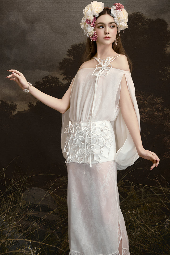 Eternal Muse Off-Shoulder Gathering Midi Dress - MEAN BLVD