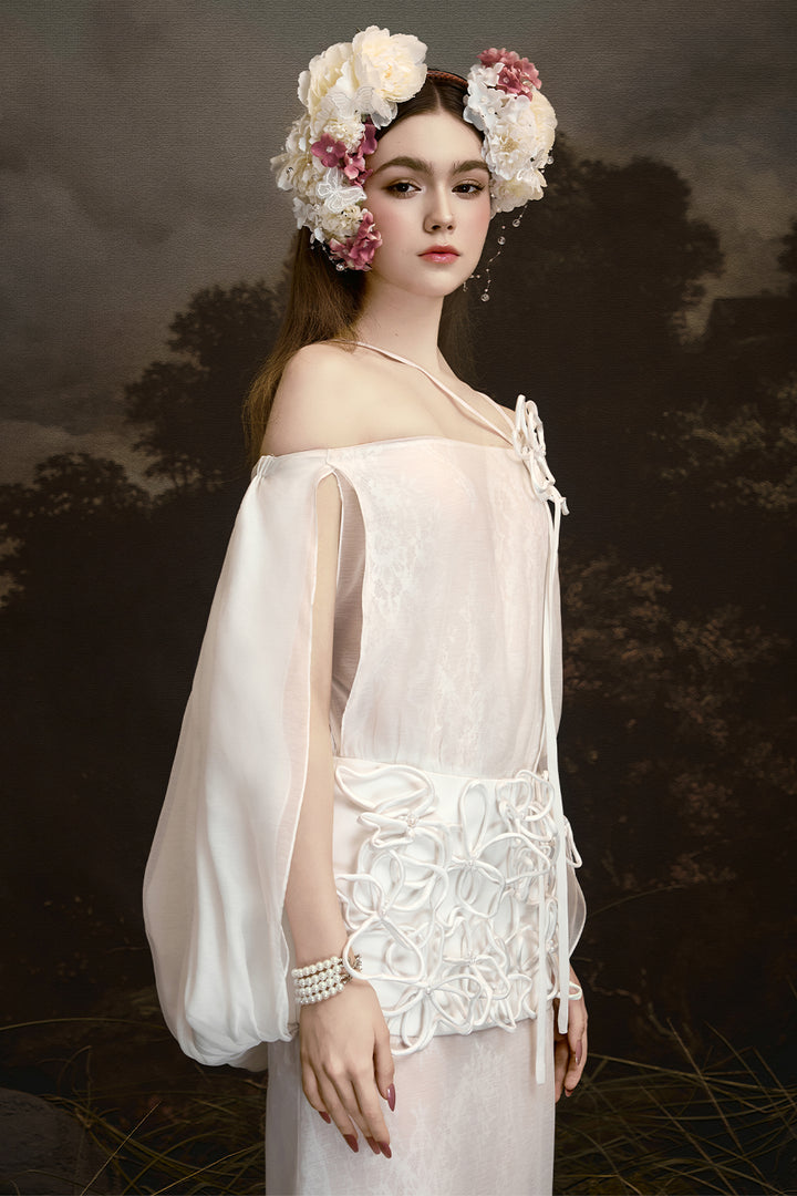 Eternal Muse Off-Shoulder Gathering Midi Dress - MEAN BLVD