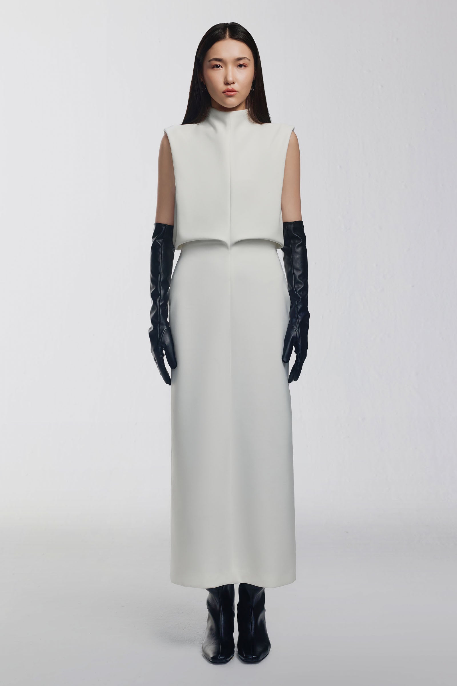 high neck draped midi dress Reiss High Neck Draped Midi Dress in Ivory