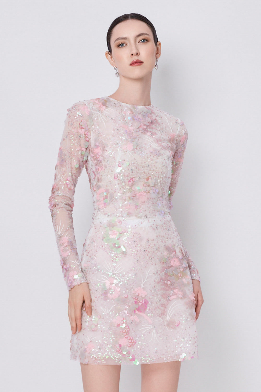 Ethereal A-line Sequin Lace Mini Dress