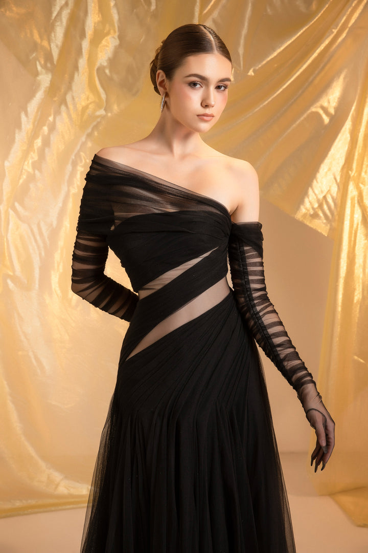 Ethereal One Shoulder Draped Maxi Dress - MEAN BLVD