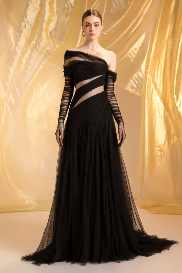 Ethereal One Shoulder Draped Maxi Dress - MEAN BLVD