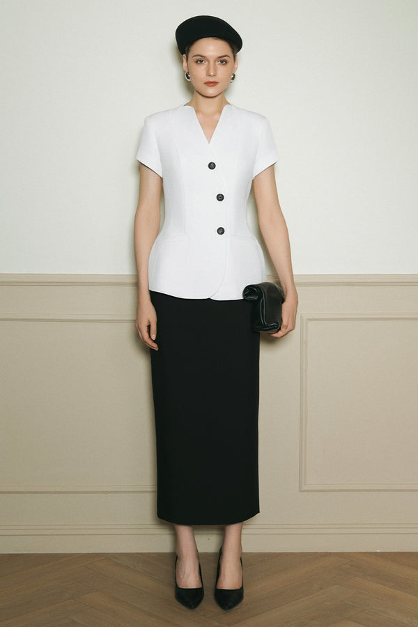 Etoile V-Neck Twill Blazer - MEAN BLVD