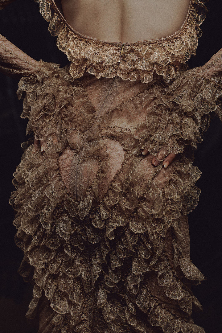 Eurydice Bodycon Ruffle Midi Dress - MEAN BLVD