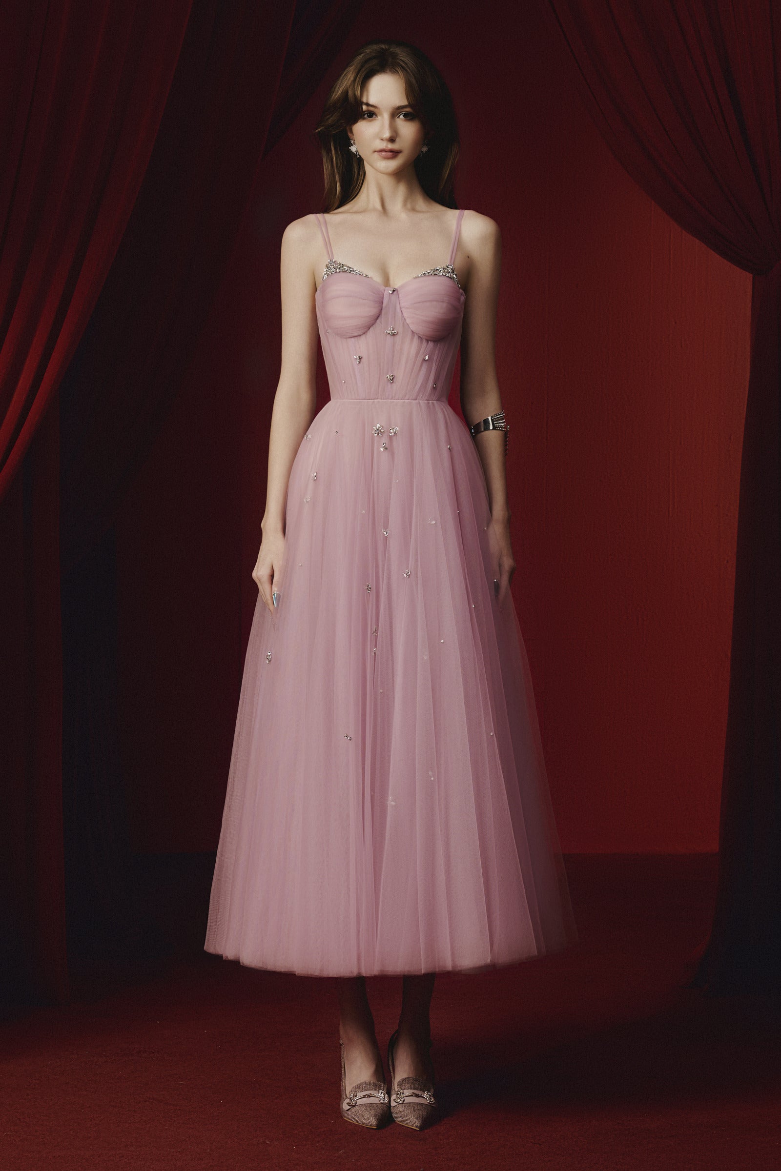 Evelyn Sweetheart Midi Dress - MEAN BLVD