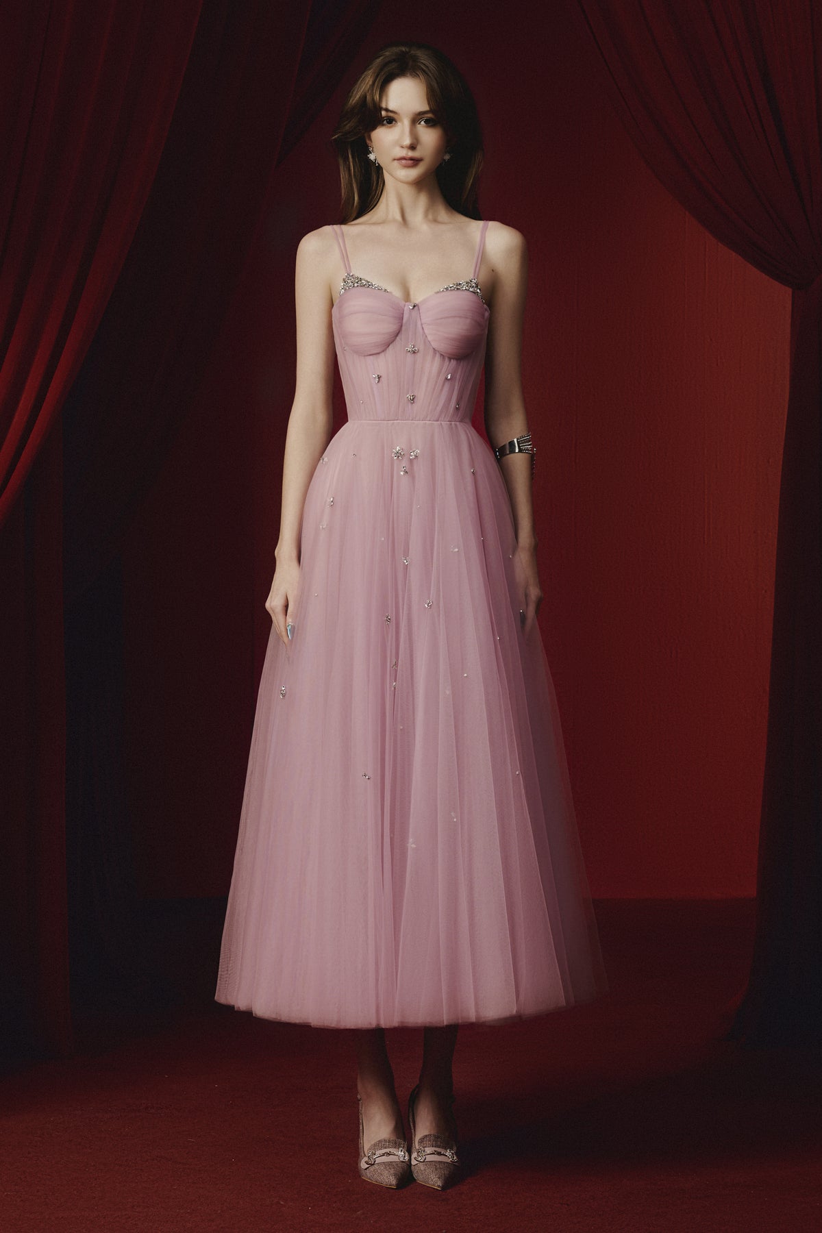 Evelyn Sweetheart Midi Dress - MEAN BLVD