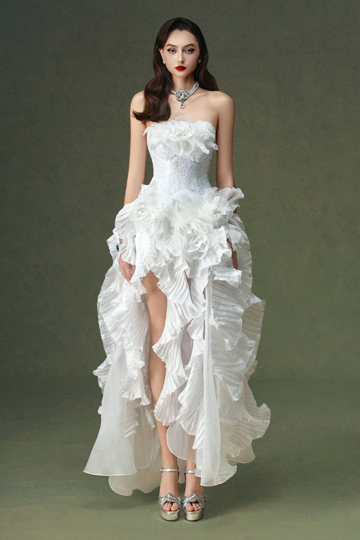 Everbloom Asymmetric Ruffle Maxi Dress - MEAN BLVD