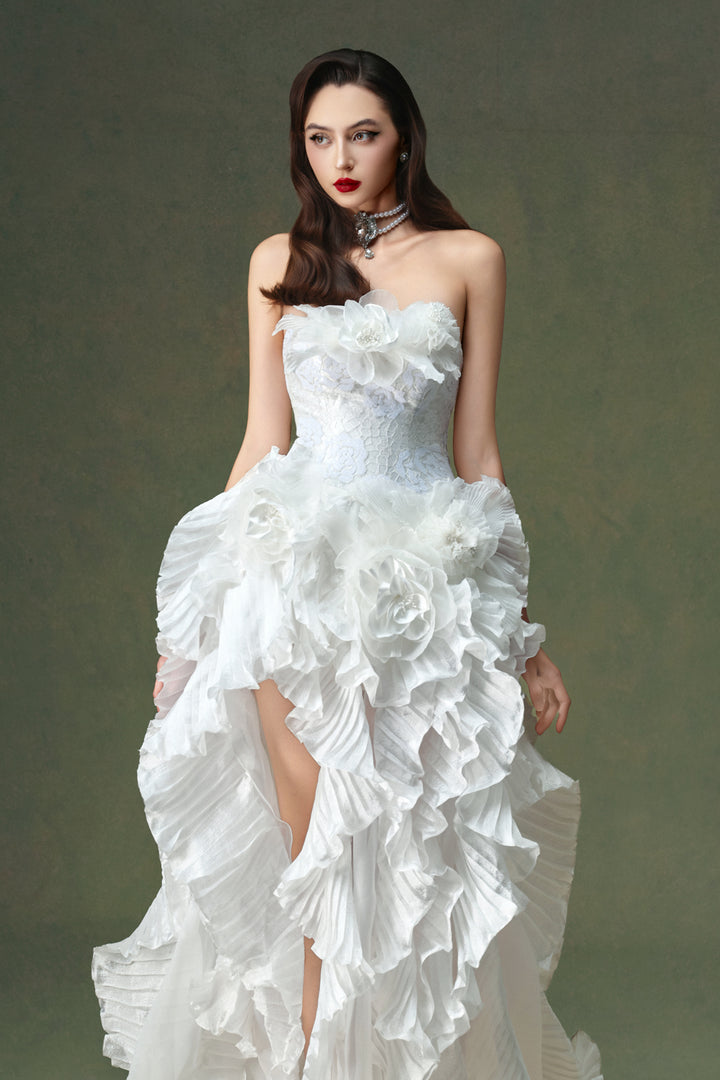 Everbloom Asymmetric Ruffle Maxi Dress - MEAN BLVD