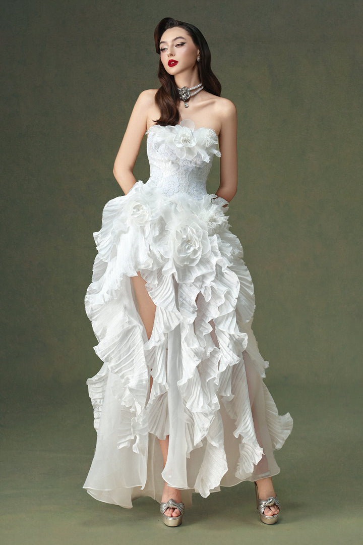 Everbloom Asymmetric Ruffle Maxi Dress - MEAN BLVD