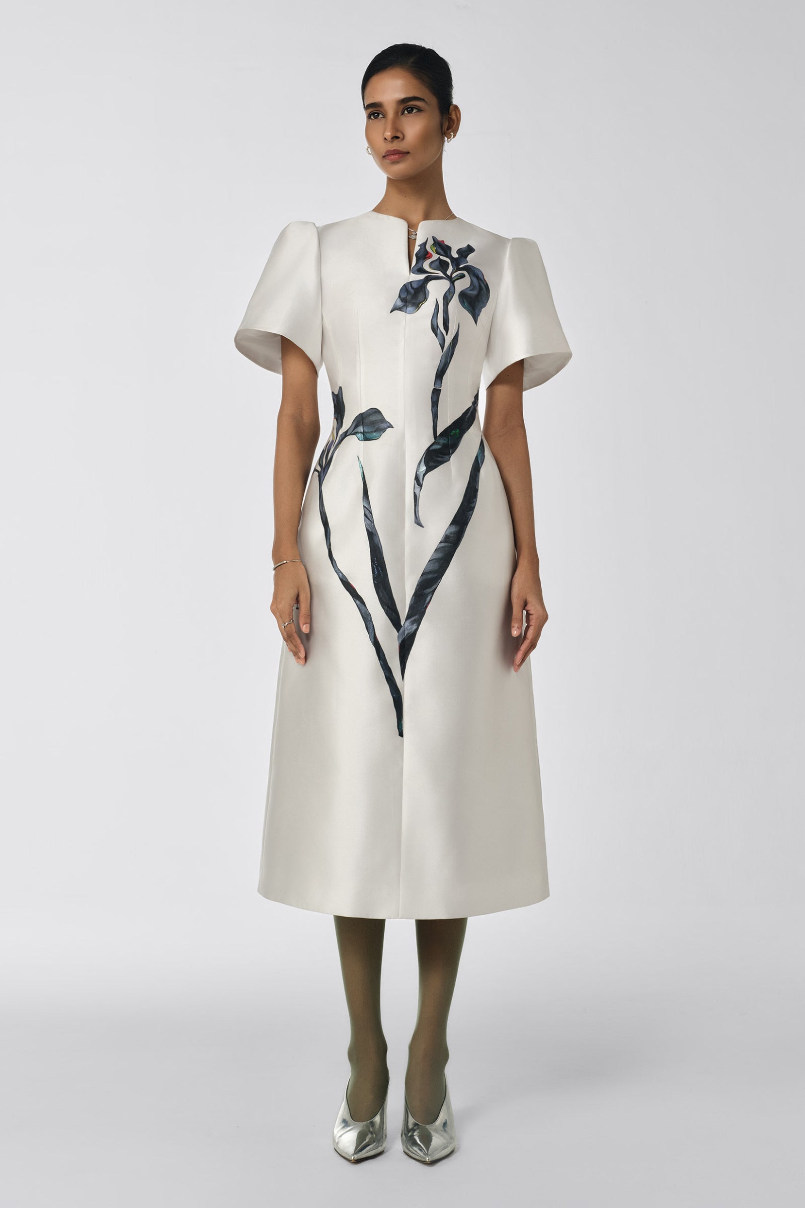 Eidos Notch Neck Midi Dress