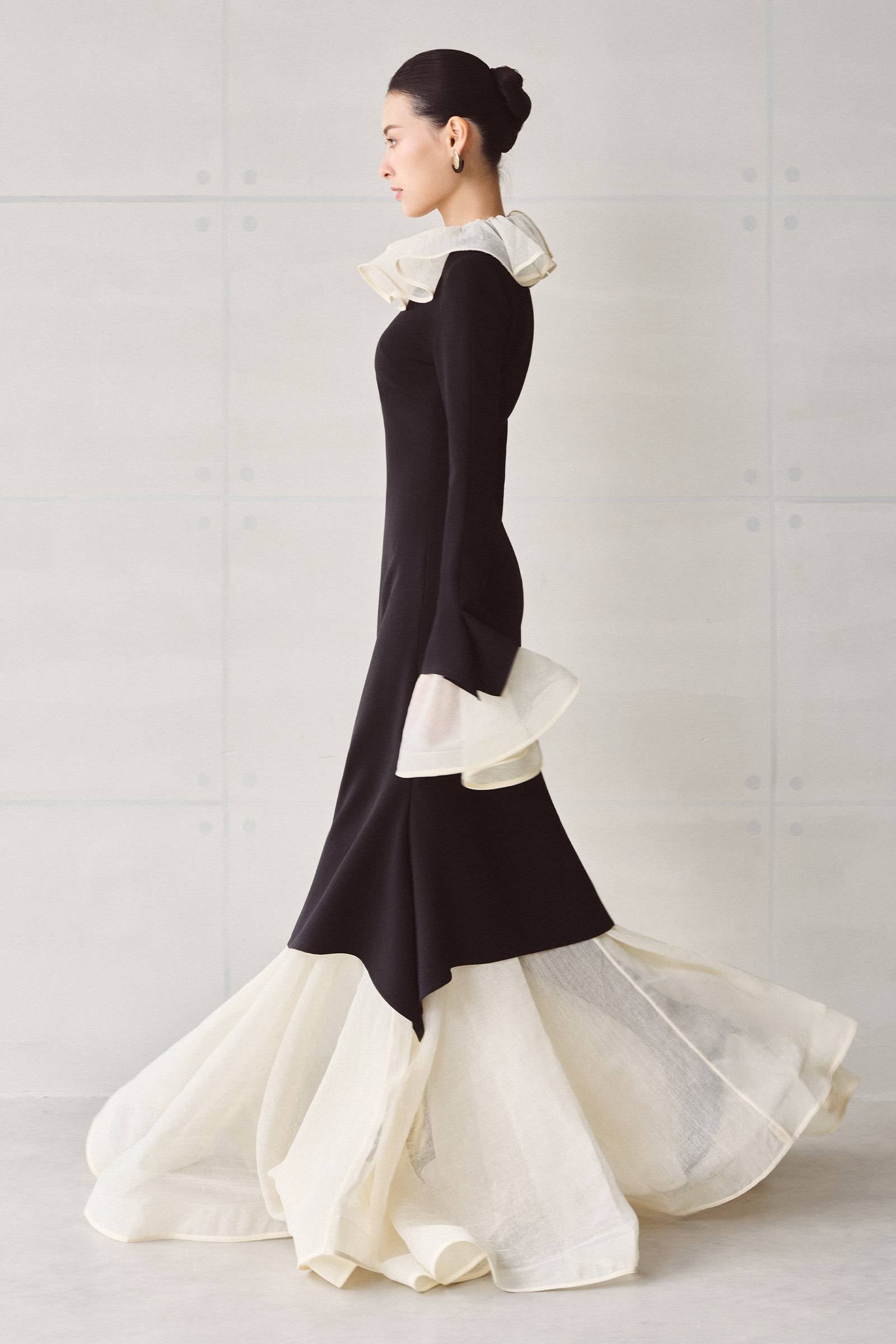 Cygnus Mermaid Ruffle Maxi Dress