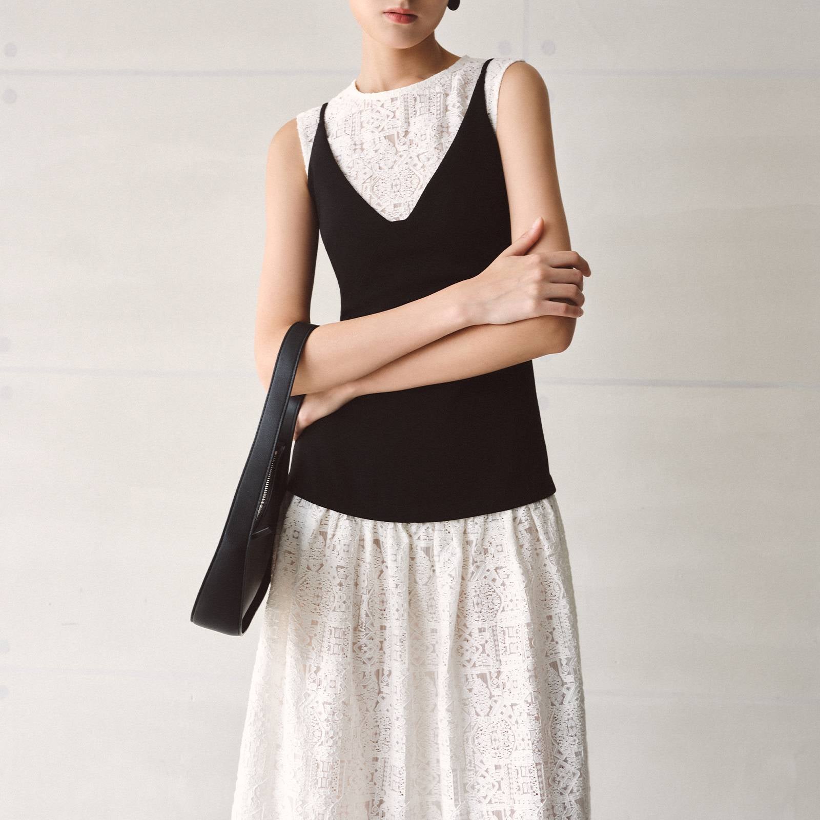 Umbra Round Neck Gathering Midi Dress