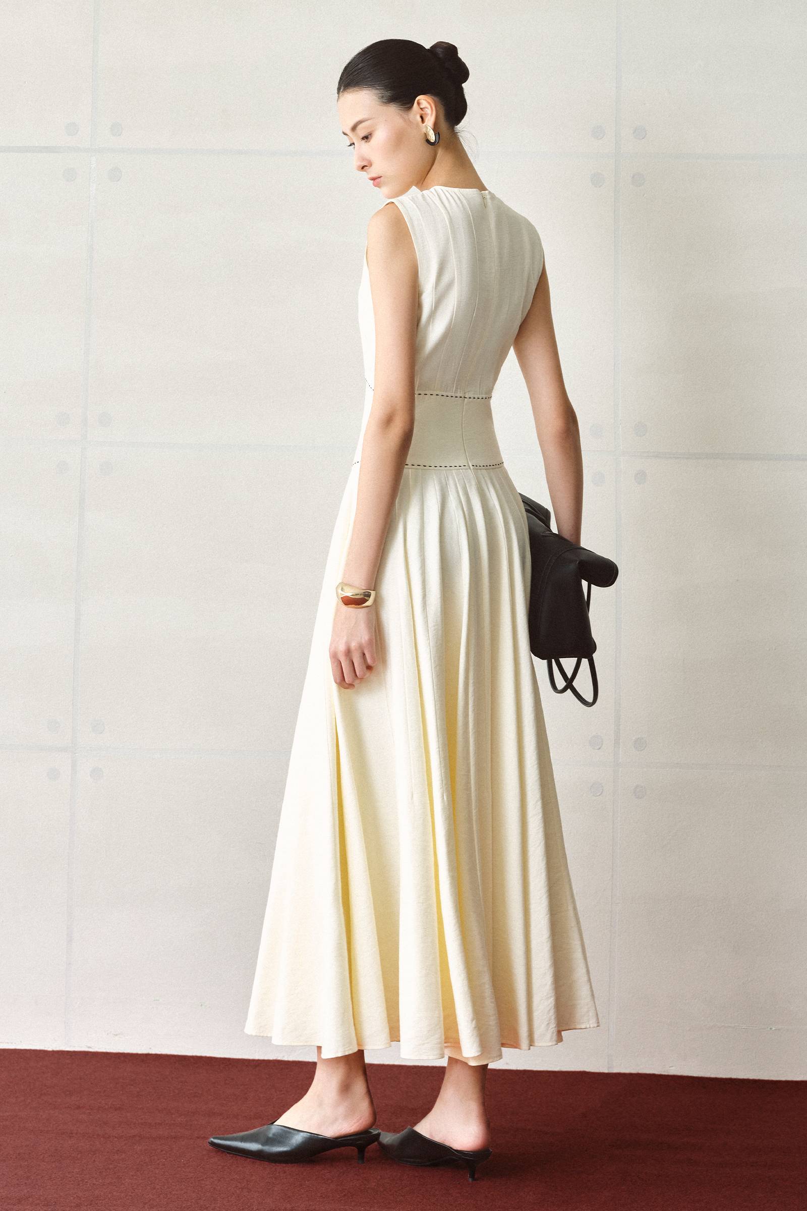 Lyra A-line Gathering Midi Dress