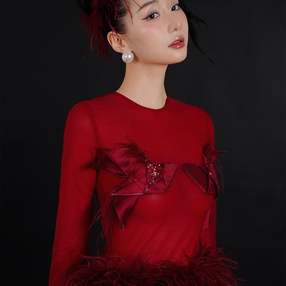 Swallow A-line Jewel Neck Spandex Taffeta Maxi Dress