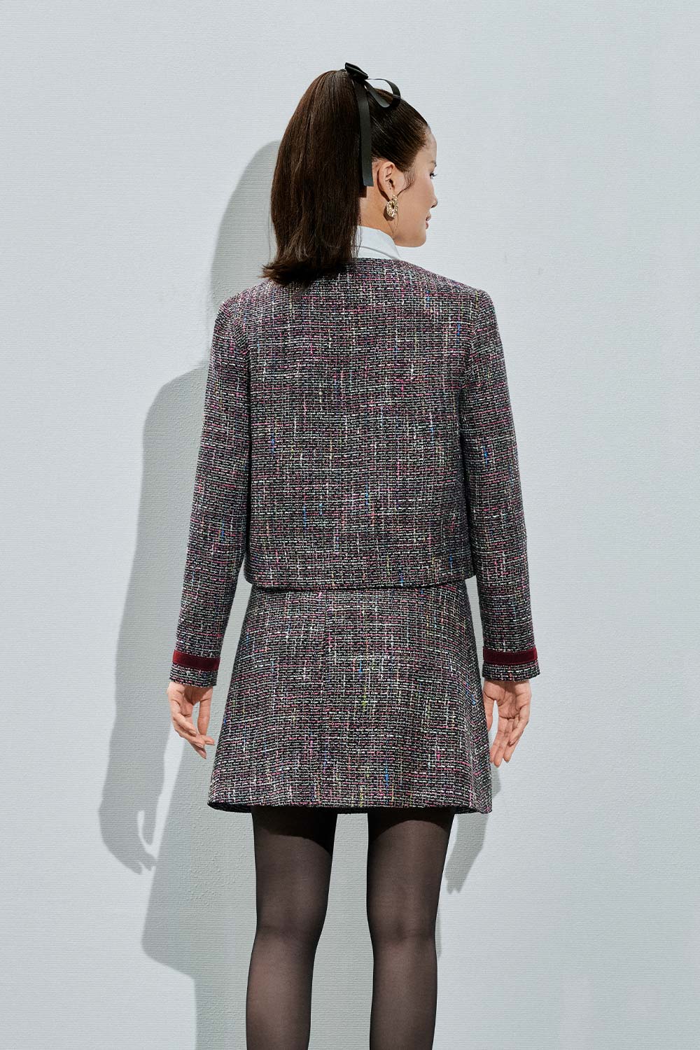 Carmen A-line High Waist Tweed Mini Skirt