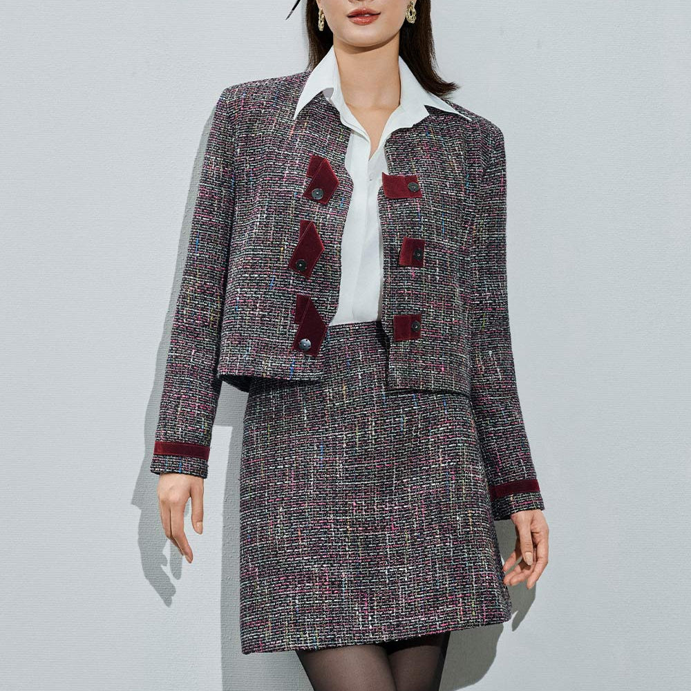 Carmen A-line High Waist Tweed Mini Skirt