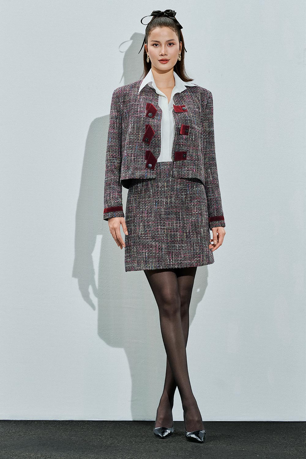 Carmen A-line High Waist Tweed Mini Skirt