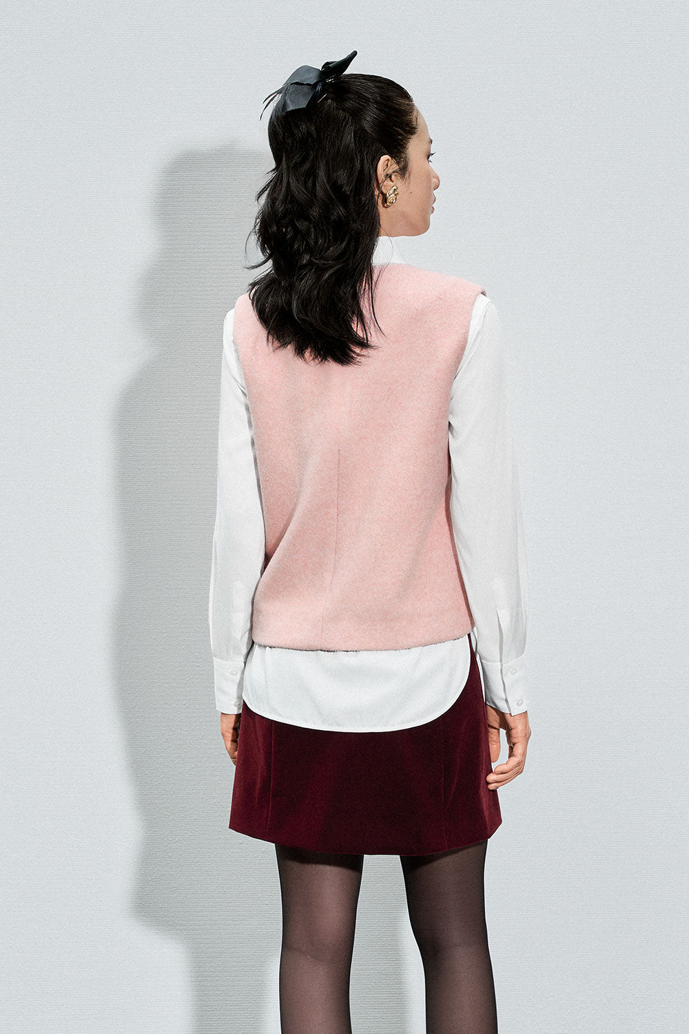 Rachel Straight Plain Velvet Mini Skirt
