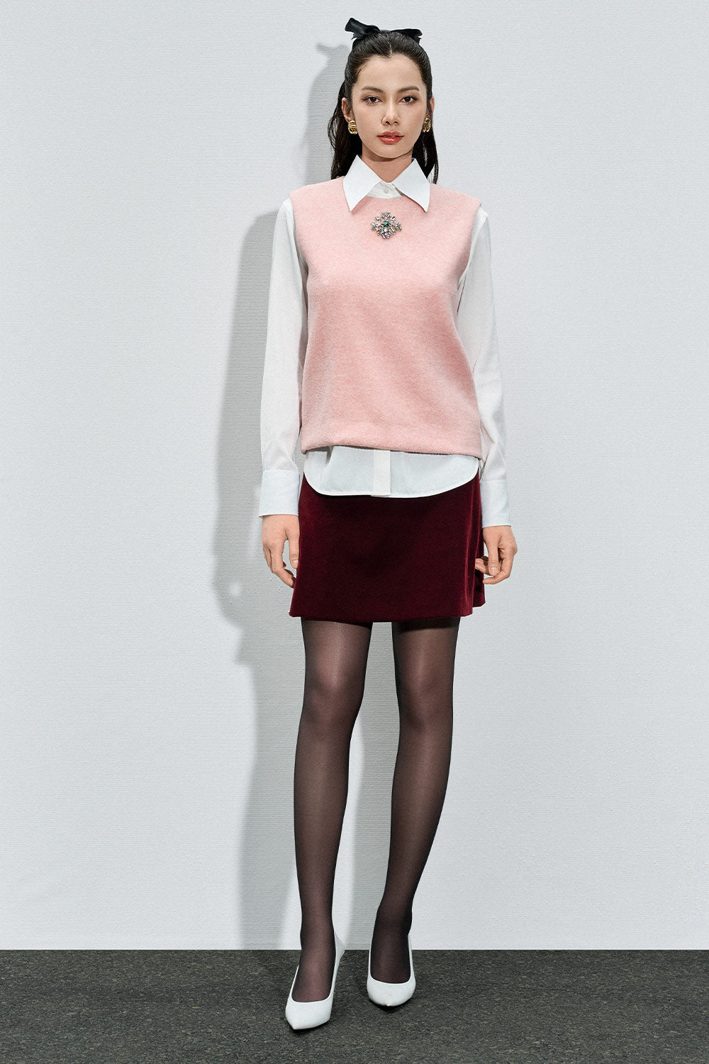 Rachel Straight Plain Velvet Mini Skirt