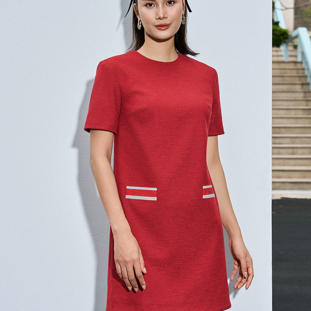 Myra Straight Round Neck Ponte di Roma Mini Dress