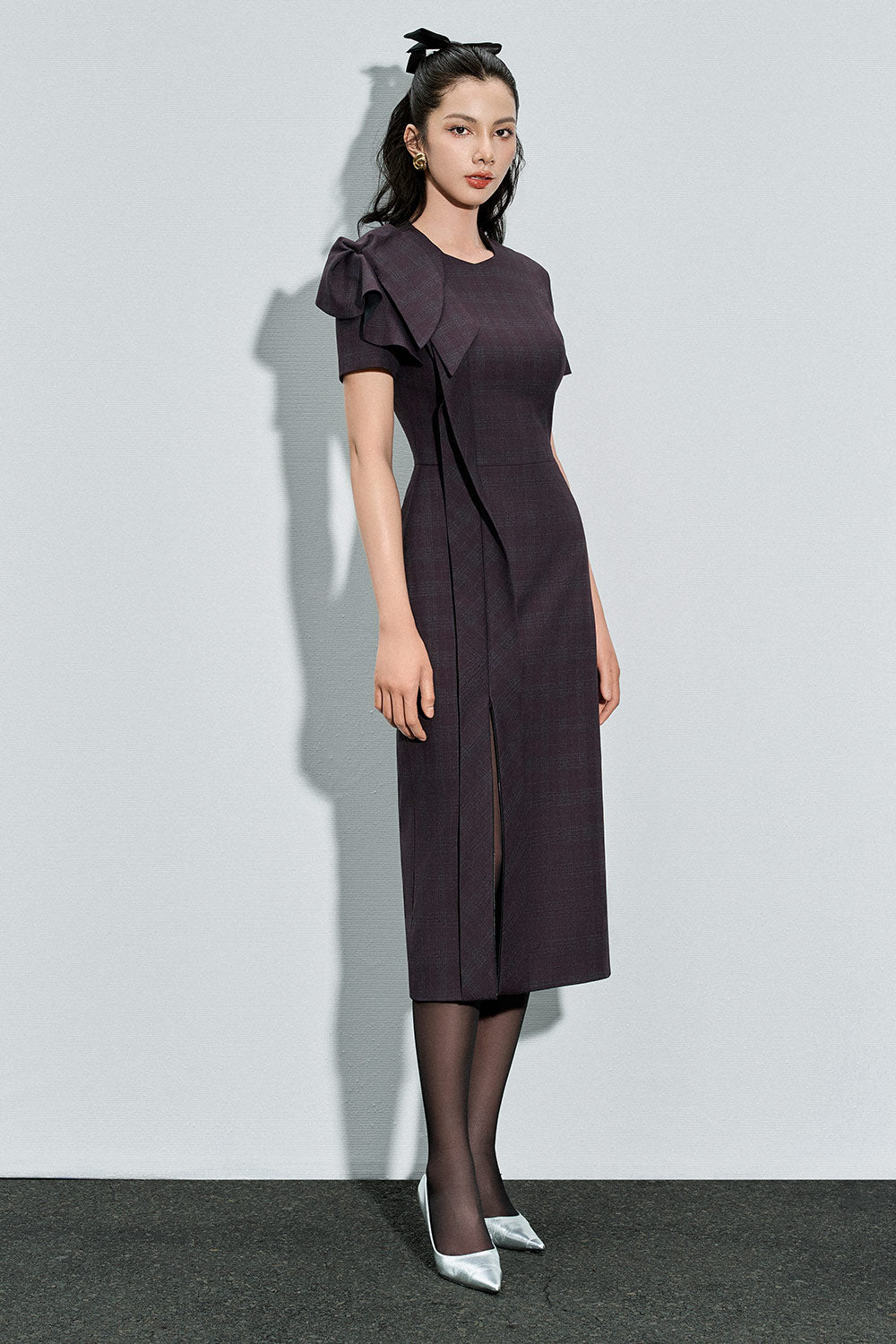 Women's Zola Pencil Side Slit Cotton Poplin Calf Length Dress XS/S/M/L/Customize Plum Tartan MEAN BLVD Customize / Plum / Tartan Women's Zola Pencil Side Slit Cotton Poplin Calf Length Dress XS/S/M/L/Customize Plum Tartan MEAN BLVD Customize / Plum / Tartan