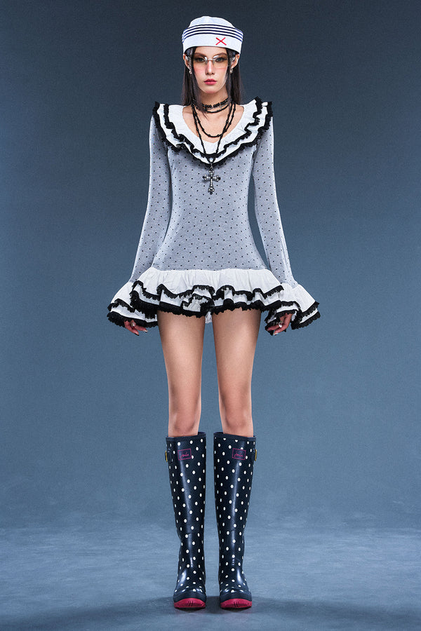 Fang Scoop Neck Ruffle Mini Dress - MEAN BLVD