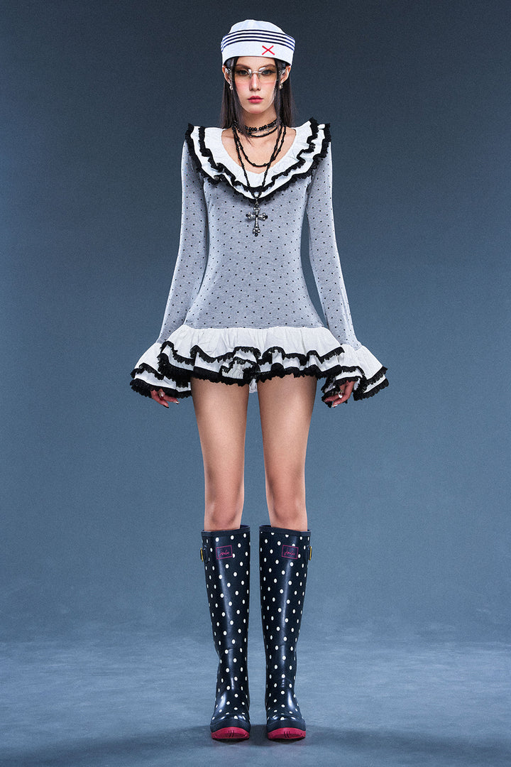 Fang Scoop Neck Ruffle Mini Dress - MEAN BLVD